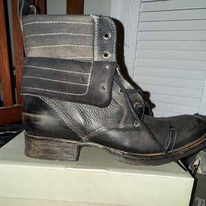 Roan Romano Distressed Black Leather Men's Boots
